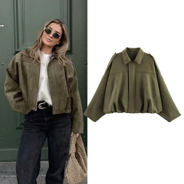 Women's Loose Vintage Bomber Jacket